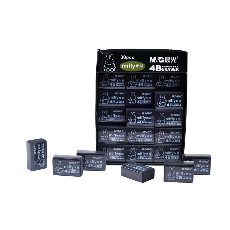 晨光橡皮米菲FXP96312黑4B（大） 30块装黑色