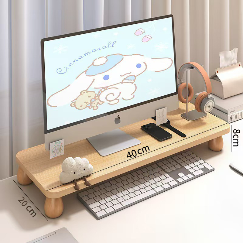 置物架多层收纳架桌面文件收纳电脑显示屏支架笔记本电脑增高架 【原木色】40x20CM-长方形