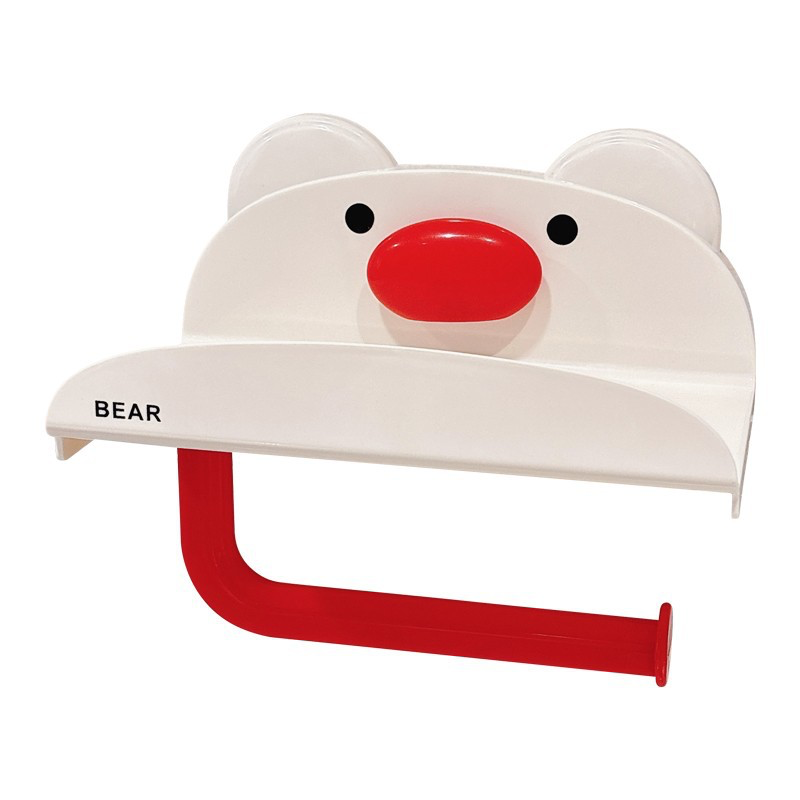 小熊吸盘纸巾架 奶油红1个