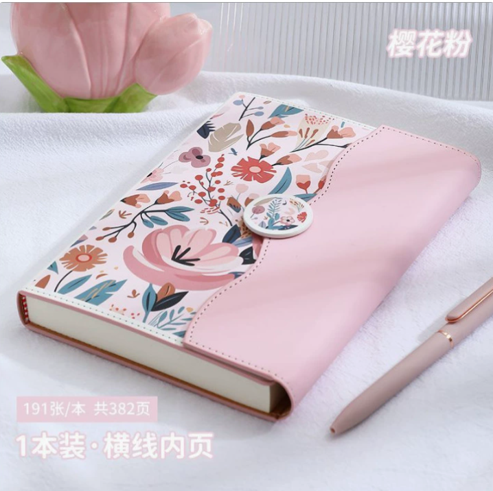 新款a5三折笔记本套装商务办公记事本  A5粉色 1本