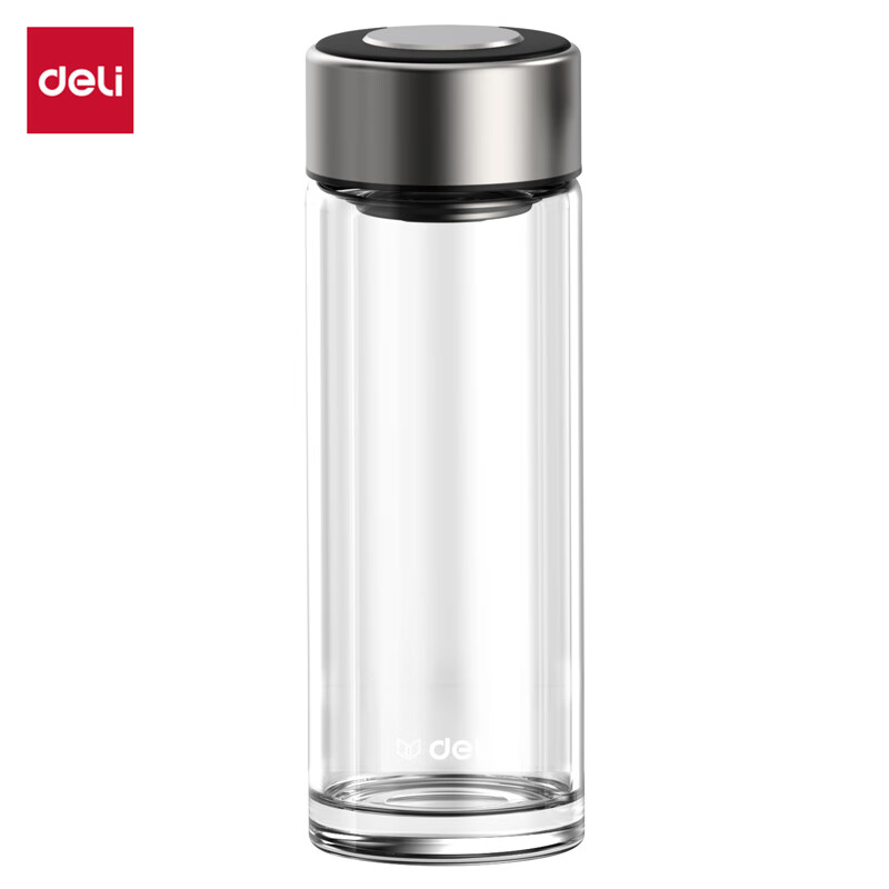 (644)得力LL510单层玻璃杯450mL(黑色)(直杯)(个)