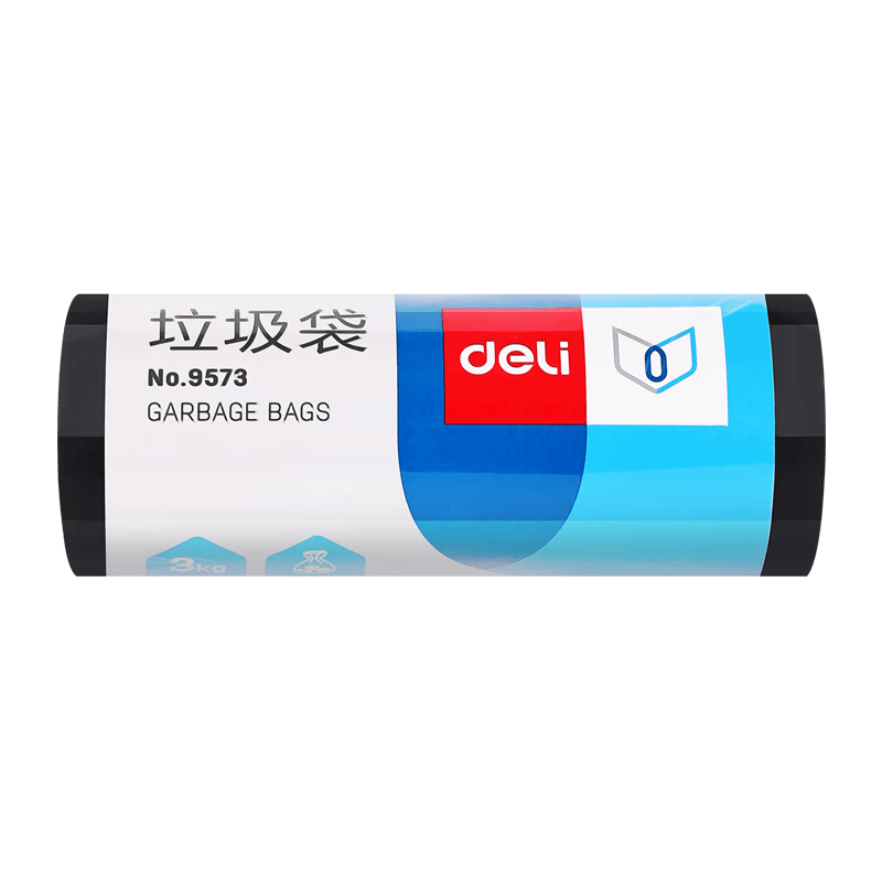 (828)得力9573垃圾袋(黑)45*55cm(30个/卷)八角底(1卷)单位：卷