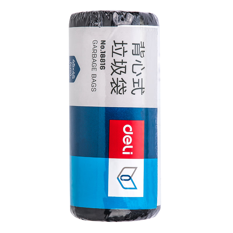 (824)得力18816背心式垃圾袋(黑)(单卷装，30只/卷)(1包)单位：包