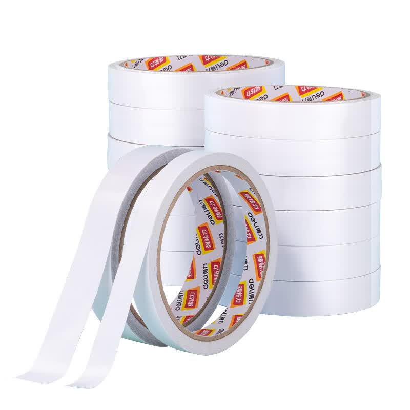 (1008)得力30402棉纸双面胶带18mm*10y*80um(白)(16卷/袋)(1袋)单位：袋
