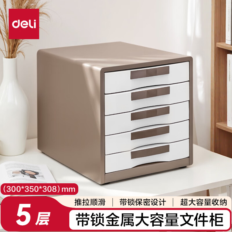 (1038)得力9702五层金属外壳文件柜(闪银棕)(1只)单位：只
